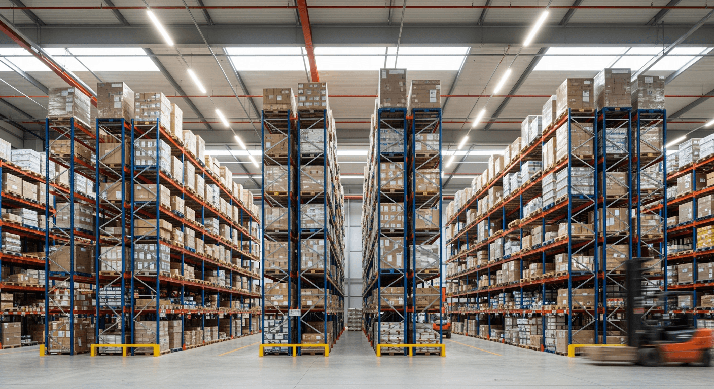 Modern warehouse interior with organized shelving — Zalloco Industries distribution